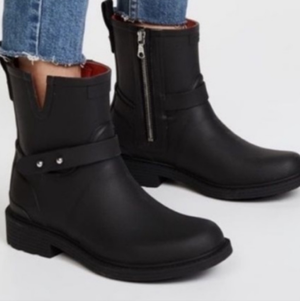 Rag & Bone Moto Rain Boots In Black - Picture 2 of 7